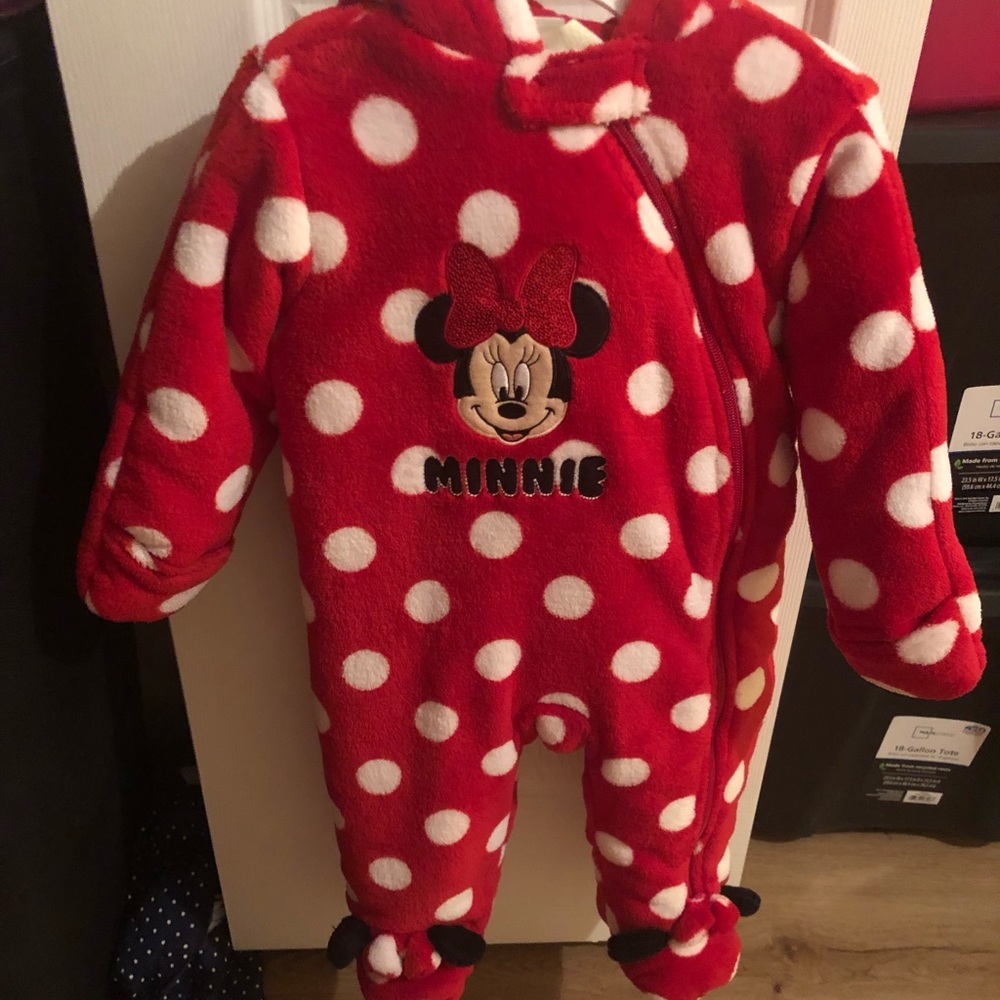 Minnie Mouse warm Zip up suit with hood